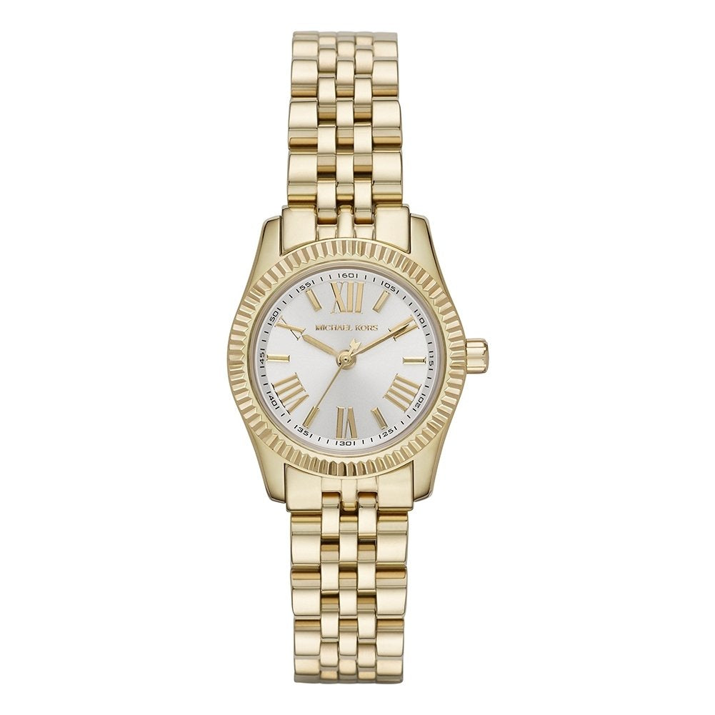 Michael Kors Lexington Quartz Silver Dial Gold Steel Strap Watch For Women - MK3229