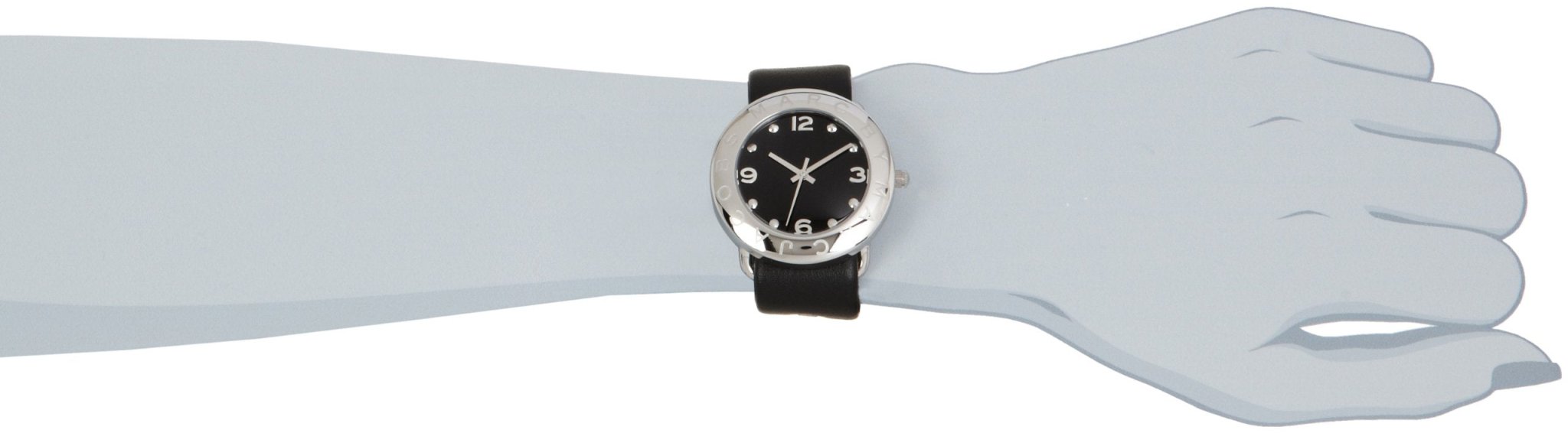 Marc Jacobs Amy Black Dial Black Leather Strap Watch for Women - MBM1140