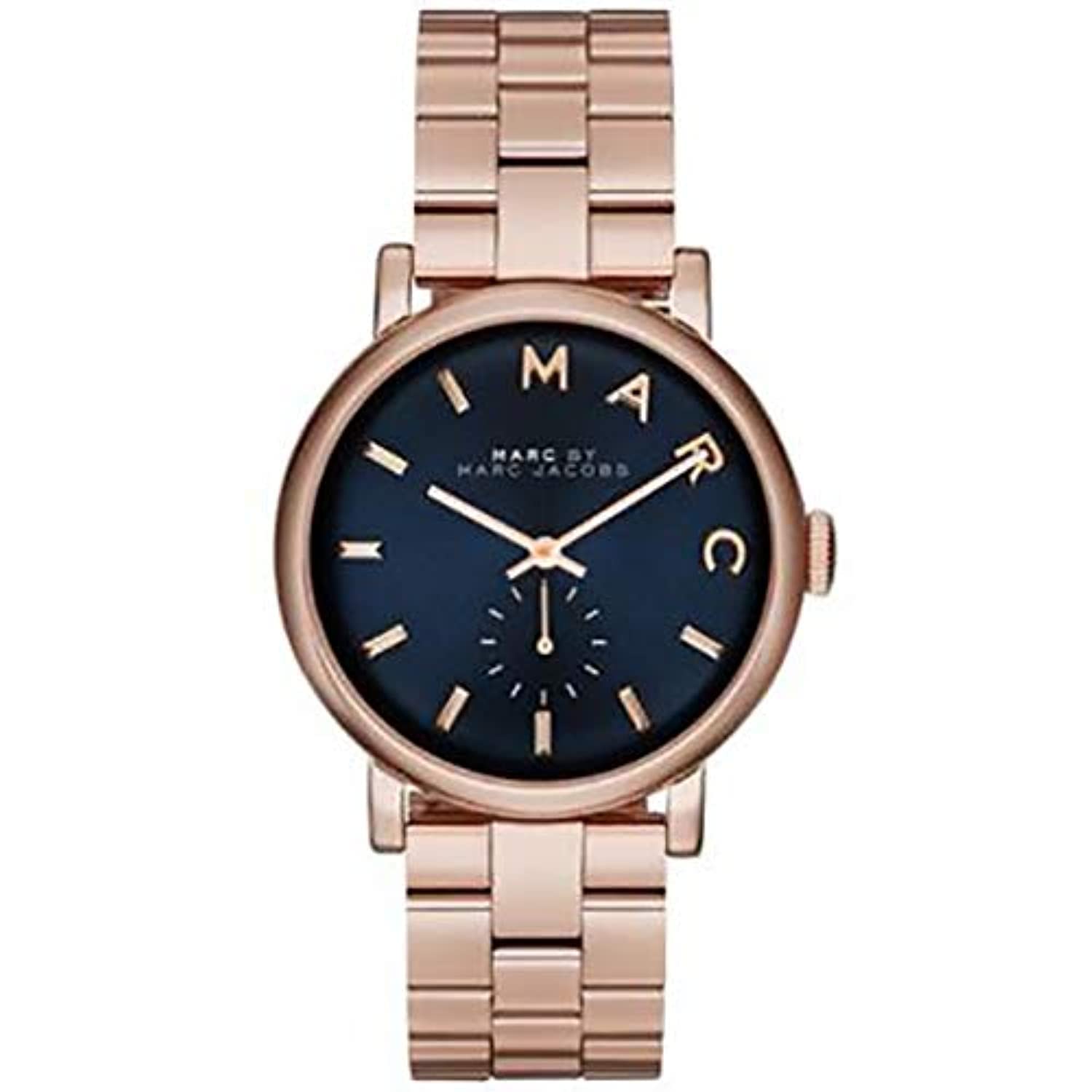 Marc Jacobs Baker Blue Dial Rose Gold Steel Strap Watch for Women - MBM3330