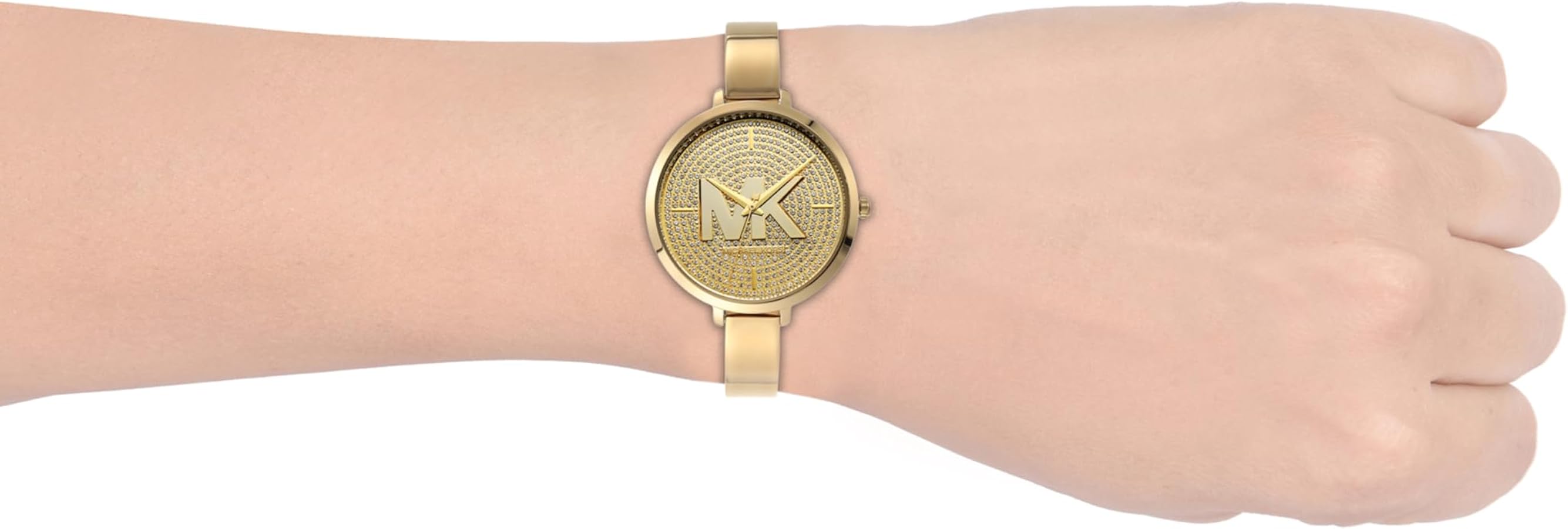 Michael Kors Parker Crystals Gold Dial Gold Steel Strap Watch For Women - MK4469