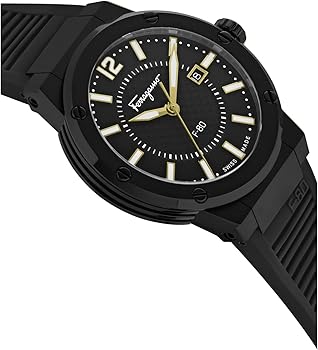 Salvatore Ferragamo F-80 Classic Black Dial Black Rubber Strap Watch for Men - SFHY01622