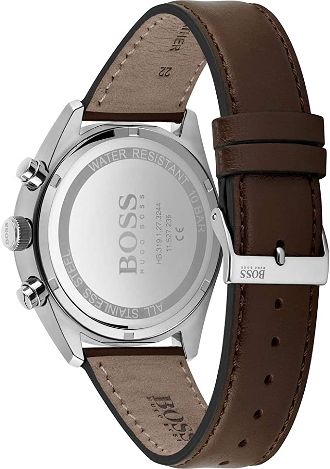 Hugo Boss Champion Grey Dial Brown Leather Strap Watch for Men - 1513815