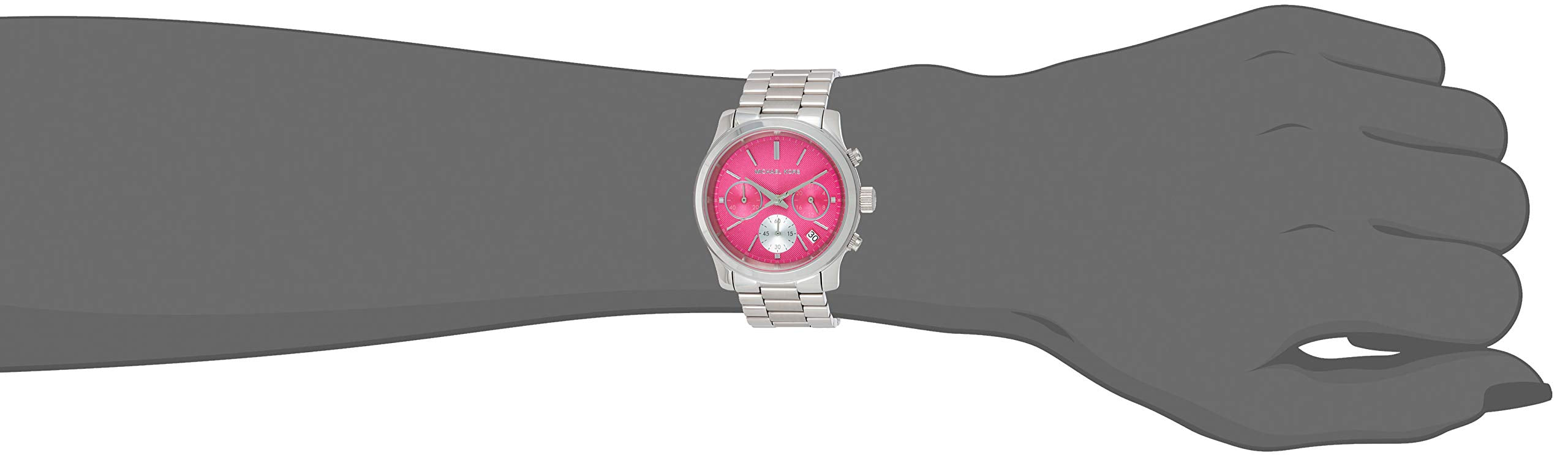 Michael Kors Runway Chronograph Pink Dial Silver Steel Strap Watch for Women - MK6160