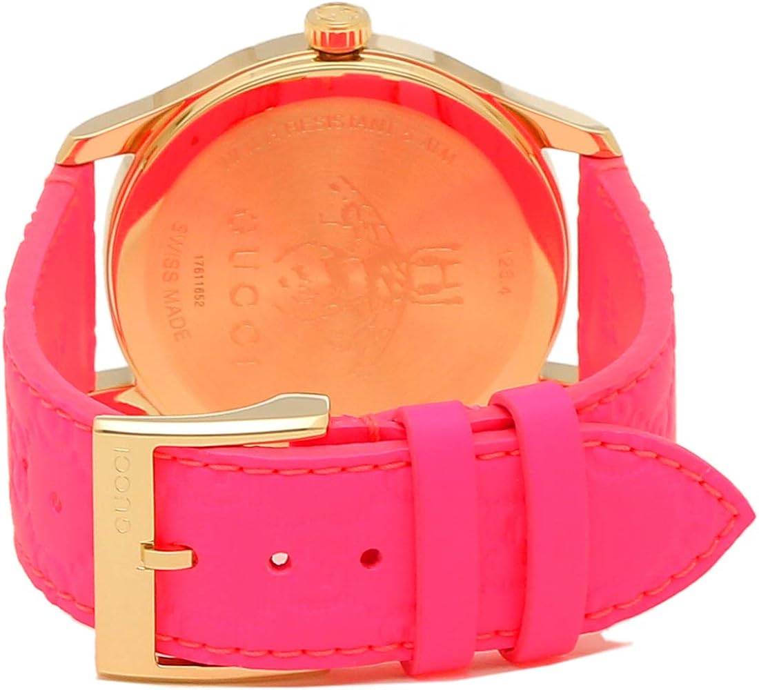Gucci G Timeless Quartz Pink Dial Pink Leather Strap Watch For Women - YA1264115