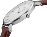 Daniel Wellington Classic Petite St Mawes White Dial Brown Leather Strap Watch For Women - DW00100187