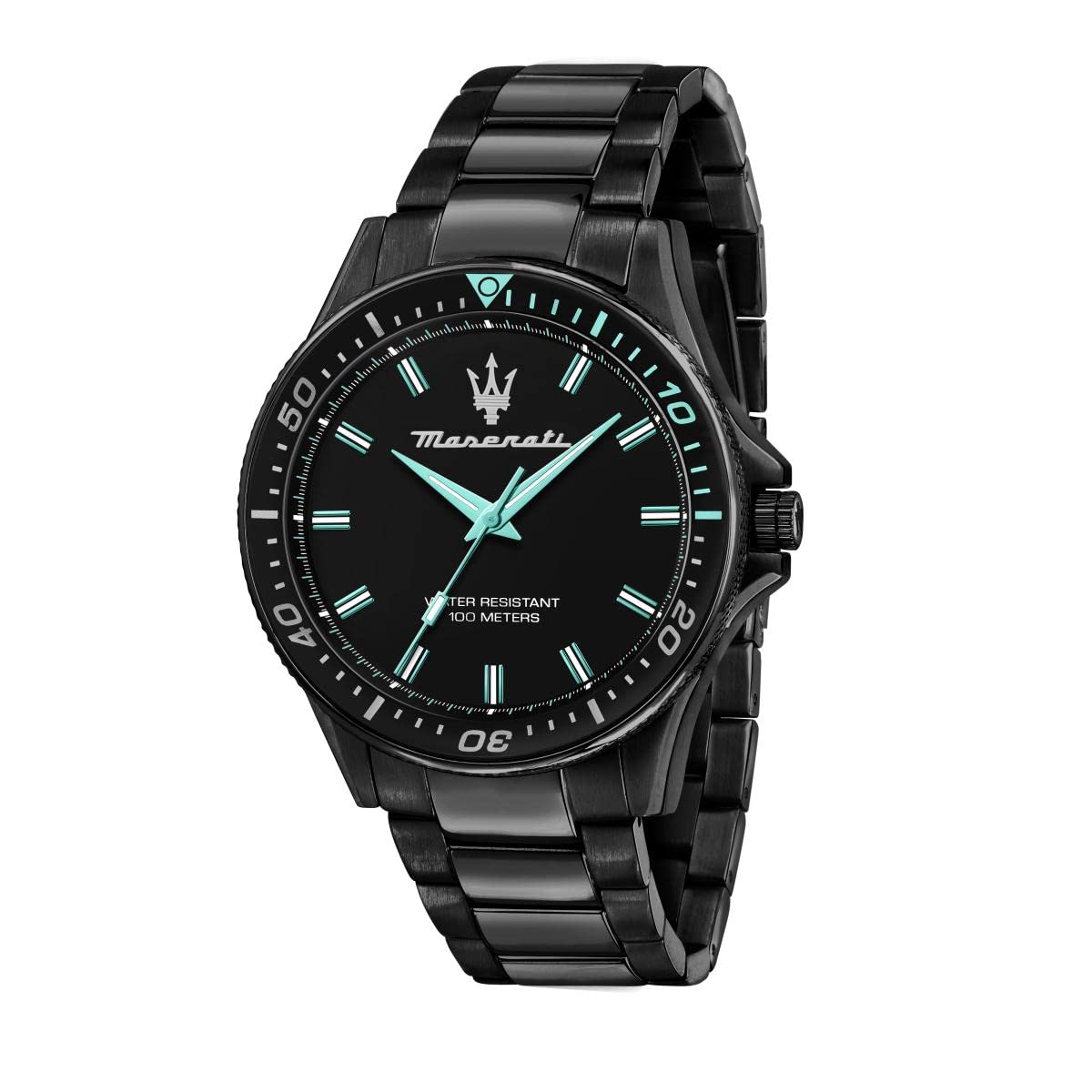 Maserati SFIDA Aqua Edition Analog Black Dial Black Steel Strap Watch For Men - R8853144001