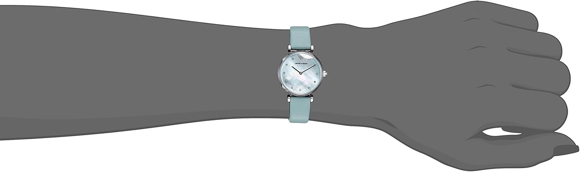 Emporio Armani Gianni T Bar Mother Of Pearl Blue Dial Blue Leather Strap Watch For Women - AR1959