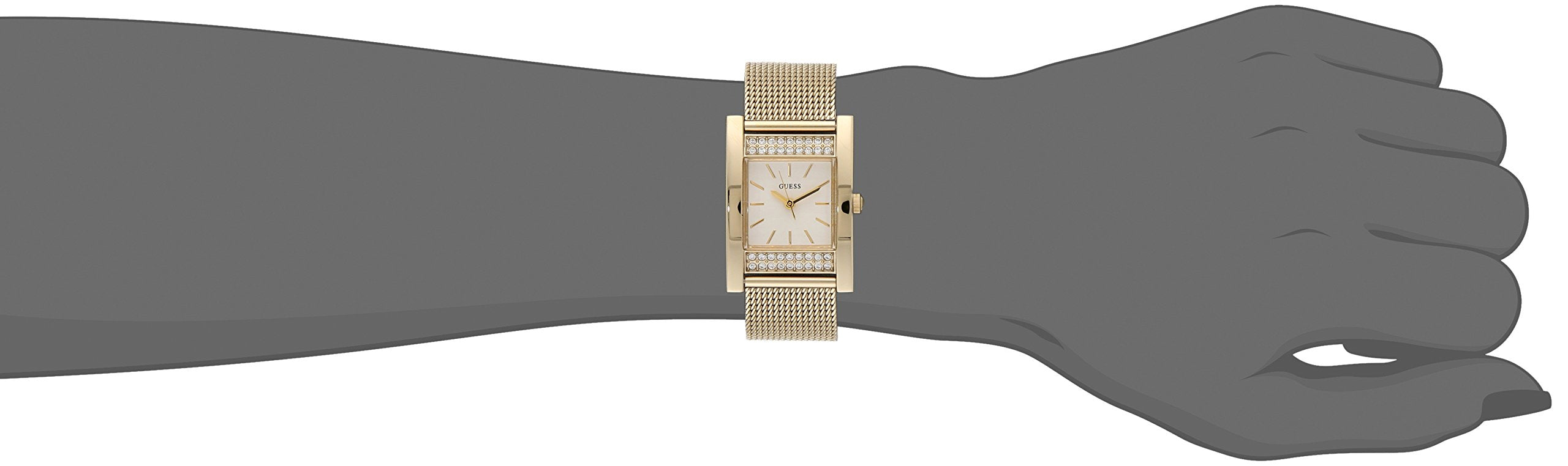 Guess Nouveau Diamonds Gold Dial Gold Mesh Bracelet Watch for Women - W0127L2