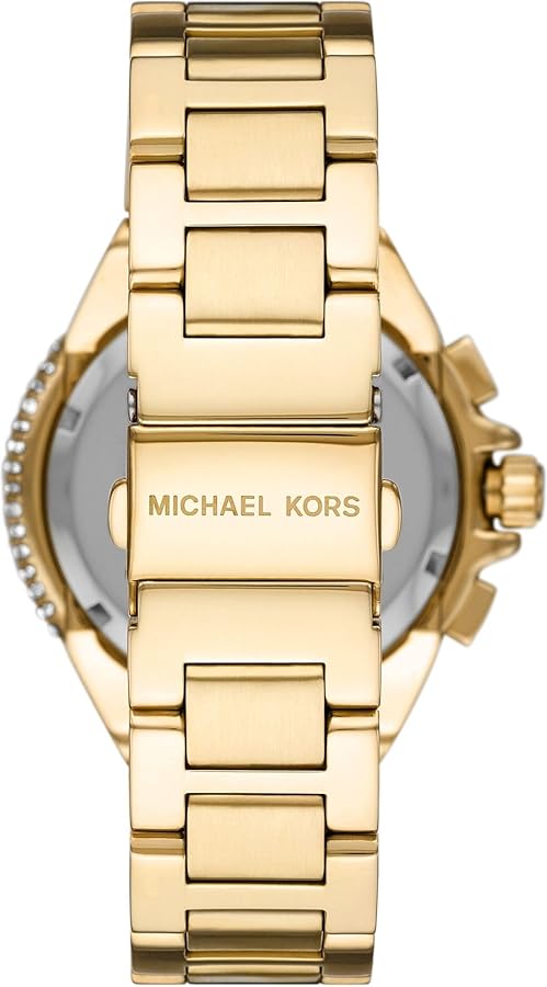 Michael Kors Camille Chronograph White Dial Gold Steel Strap Watch For Women - MK6994