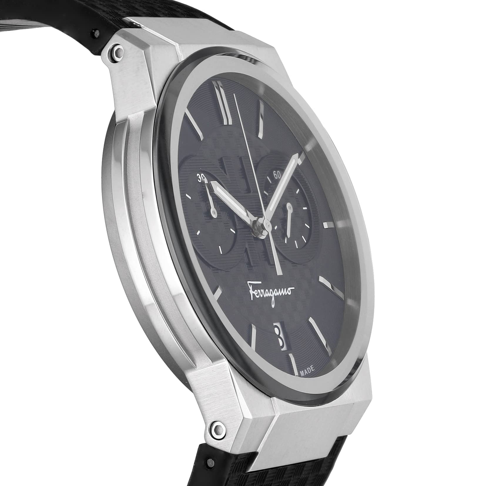 Salvatore Ferragamo Sapphire Chrono Black Dial Black Silicone Strap Watch for Men - SFME00121