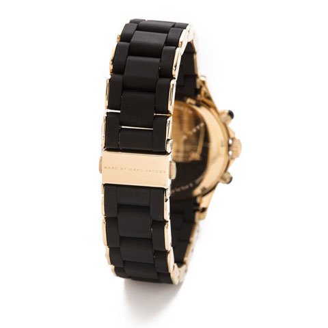 Marc Jacobs Rock Chronograph Black Dial Black Silicone Strap Watch for Women - MBM2598