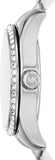 Michael Kors Lexington Lux Three Hand Mother of Pearl Silver Dial Silver Steel Strap Watch for Women - MK7445