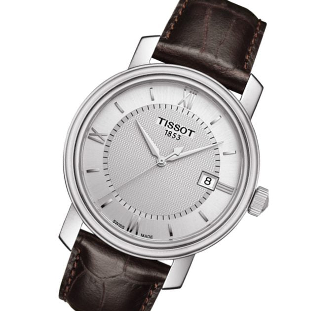 Tissot T Classic Bridgeport Silver Dial Brown Leather Strap Watch For Men - T097.410.16.038.00