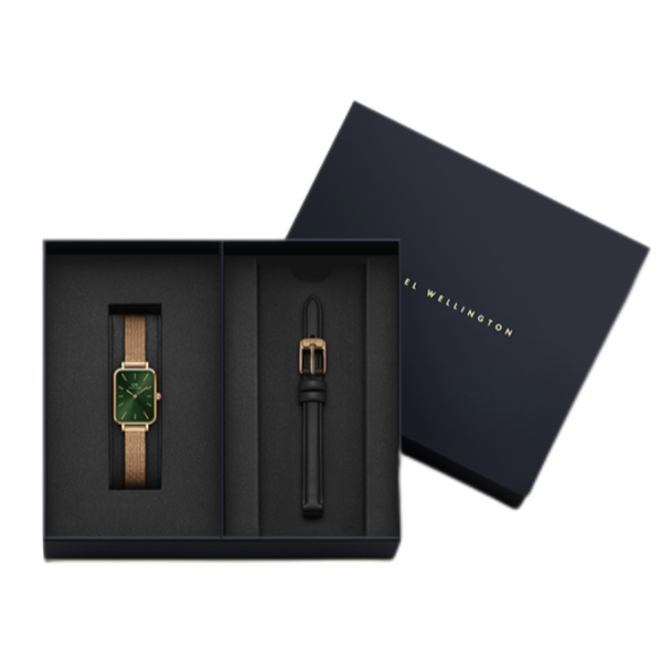 Daniel Wellington Pressed Melrose Emerald Green Rose Gold Mesh Strap Watch For Women - DW00100445
