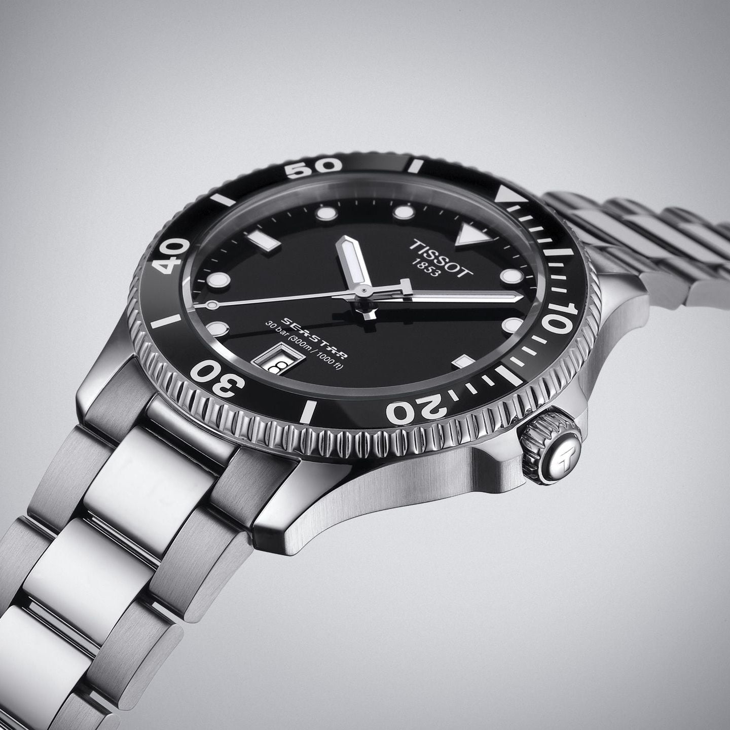 Tissot Seastar 1000 Black Dial Silver Steel Strap Watch For Men - T120.410.11.051.00