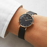 Daniel Wellington Petite Ashfield Black Dial Black Mesh Strap Watch For Women - DW00100245