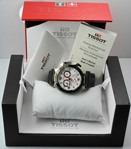 Tissot T Race Chronograph White Dial Black Rubber Strap Watch for Men - T048.417.27.037.00