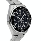 Tag Heuer Aquaracer Quartz Chronograph Black Dial Silver Steel Strap Watch for Men - CAY111A.BA0927