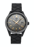 Tag Heuer Carrera Diamonds Anthracite Black Dial Black Leather Strap Watch for Women - WAR1115.FC6392