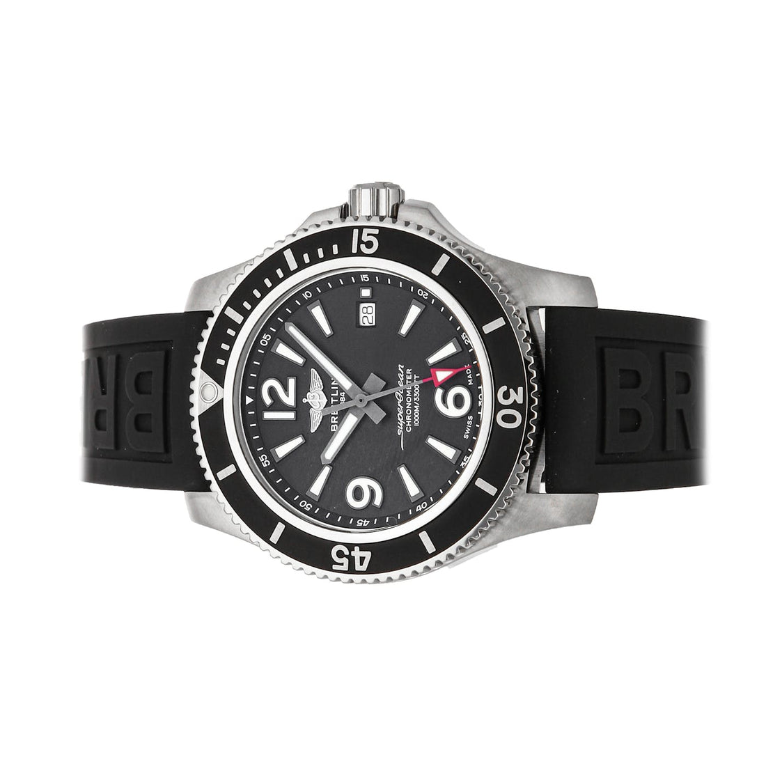 Breitling Superocean II 44mm Black Dial Black Rubber Strap Watch for Men - A17367D71B1S2