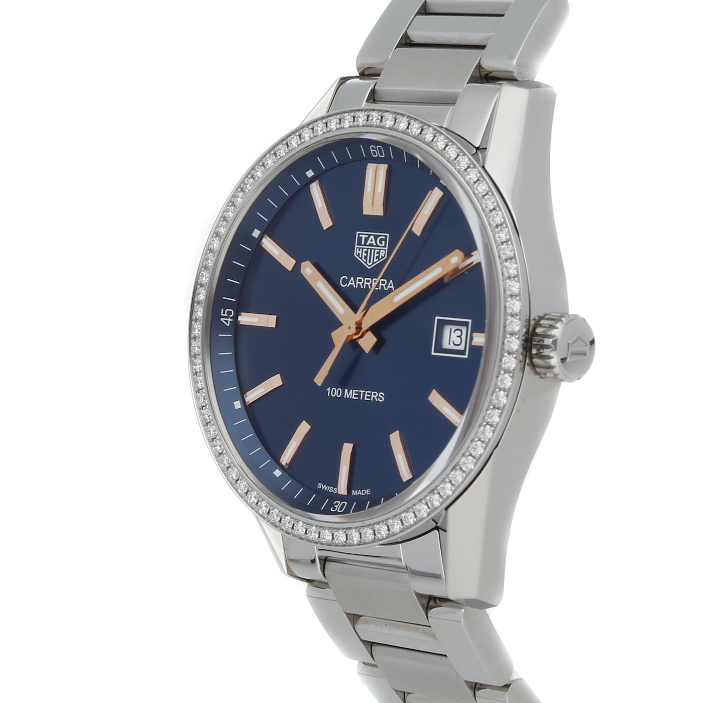 Tag Heuer Carrera Quartz Diamonds Blue Dial Silver Steel Strap Watch for Women - WAR1114.BA0601
