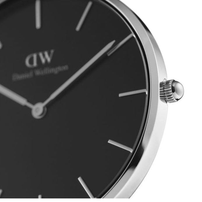 Daniel Wellington Petite Ashfield Black Dial Black Mesh Strap Watch For Women - DW00100308