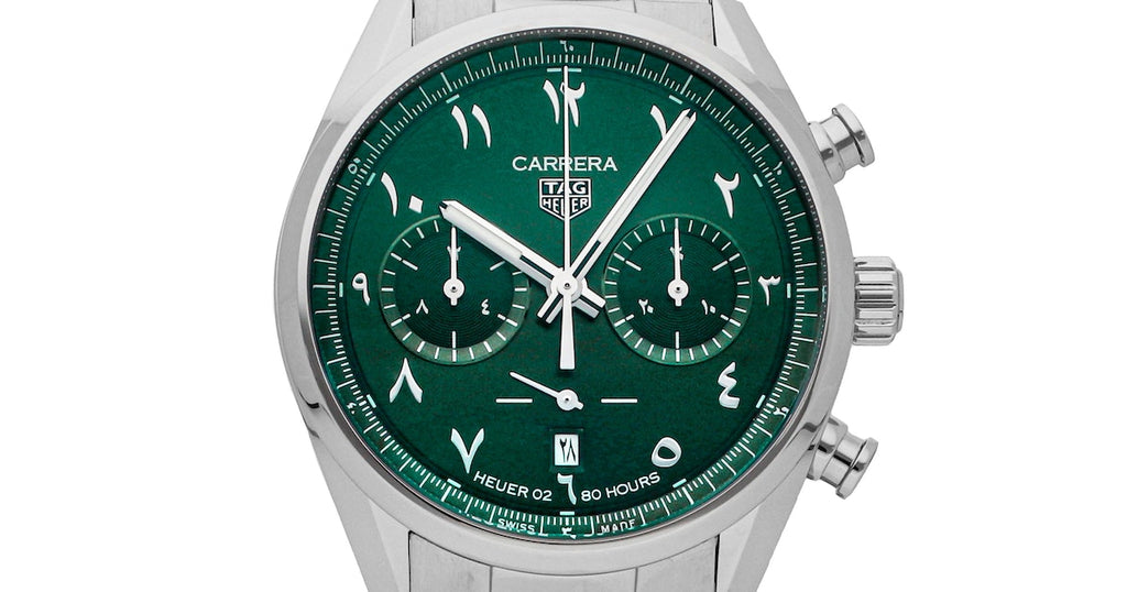 Tag Heuer Carrera Automatic Chronograph Limited Edition Green Dial Silver Steel Strap Watch for Men - CBN2014.EB0240