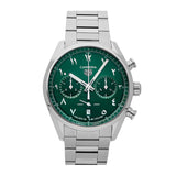 Tag Heuer Carrera Automatic Chronograph Limited Edition Green Dial Silver Steel Strap Watch for Men - CBN2014.EB0240