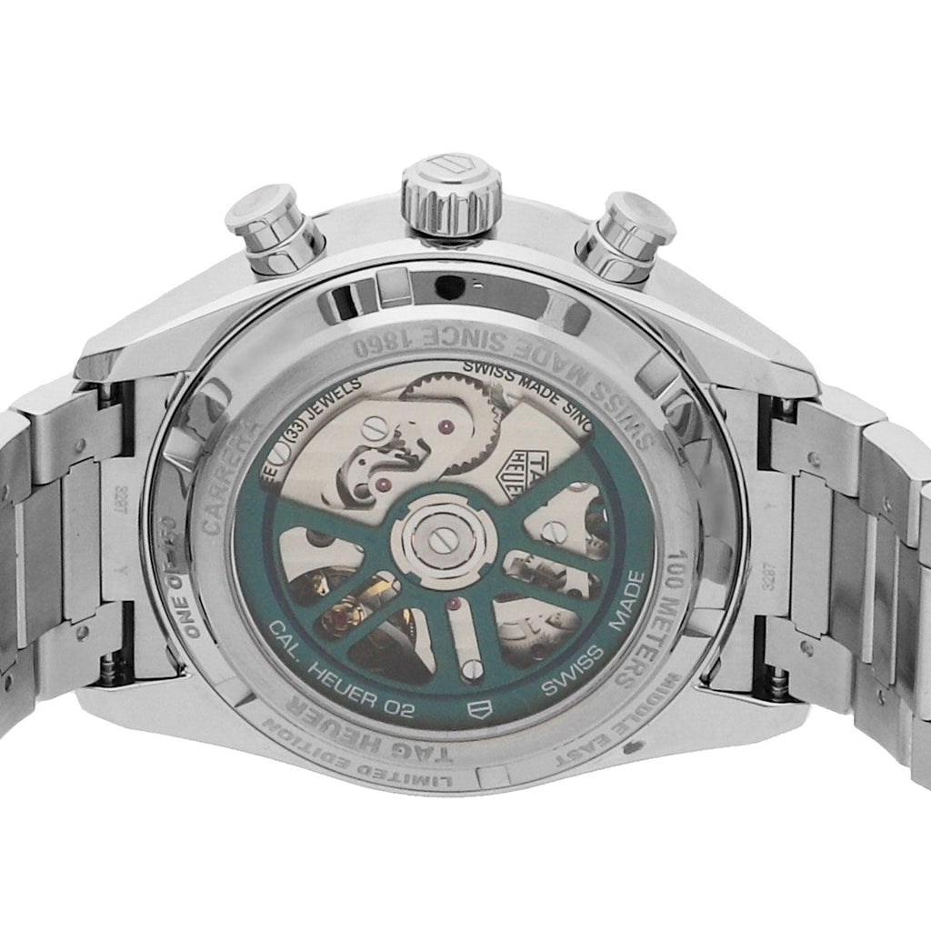 Tag Heuer Carrera Automatic Chronograph Limited Edition Green Dial Silver Steel Strap Watch for Men - CBN2014.EB0240