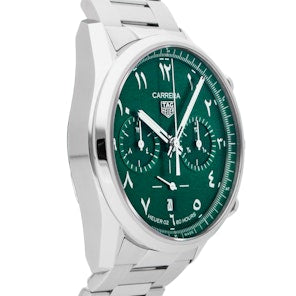 Tag Heuer Carrera Automatic Chronograph Limited Edition Green Dial Silver Steel Strap Watch for Men - CBN2014.EB0240