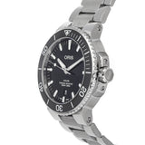 Oris Aquis Date Black Dial Silver Steel Strap Watch for Men - 0173377304134-0782405PEB