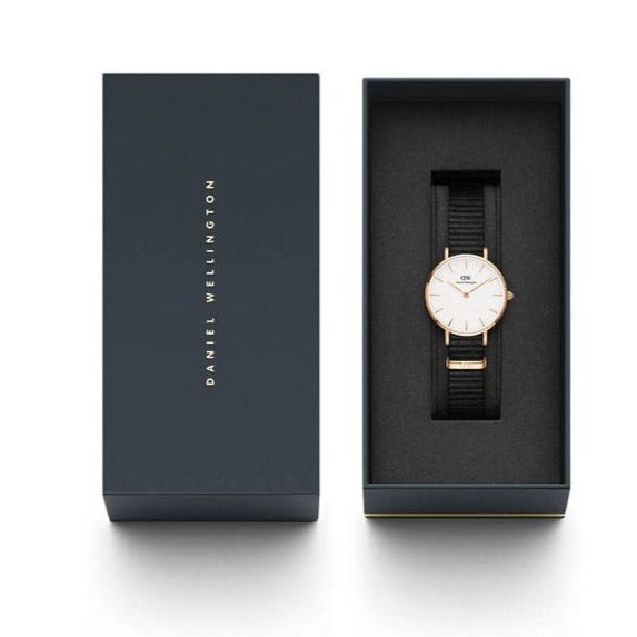 Daniel Wellington Classic Petite Cornwall White Dial Green NATO Strap Watch For Women - DW00100253