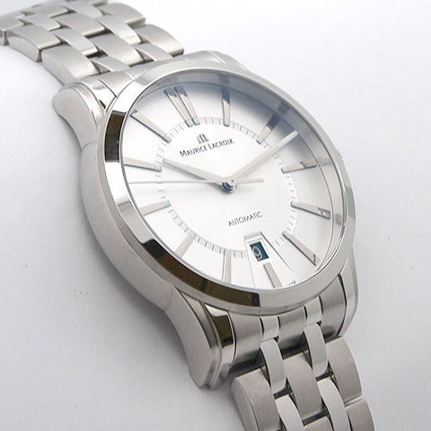 Maurice Lacroix Pontos Date Automatic Silver Dial Silver Steel Strap Watch For Men - PT6148-SS002-130