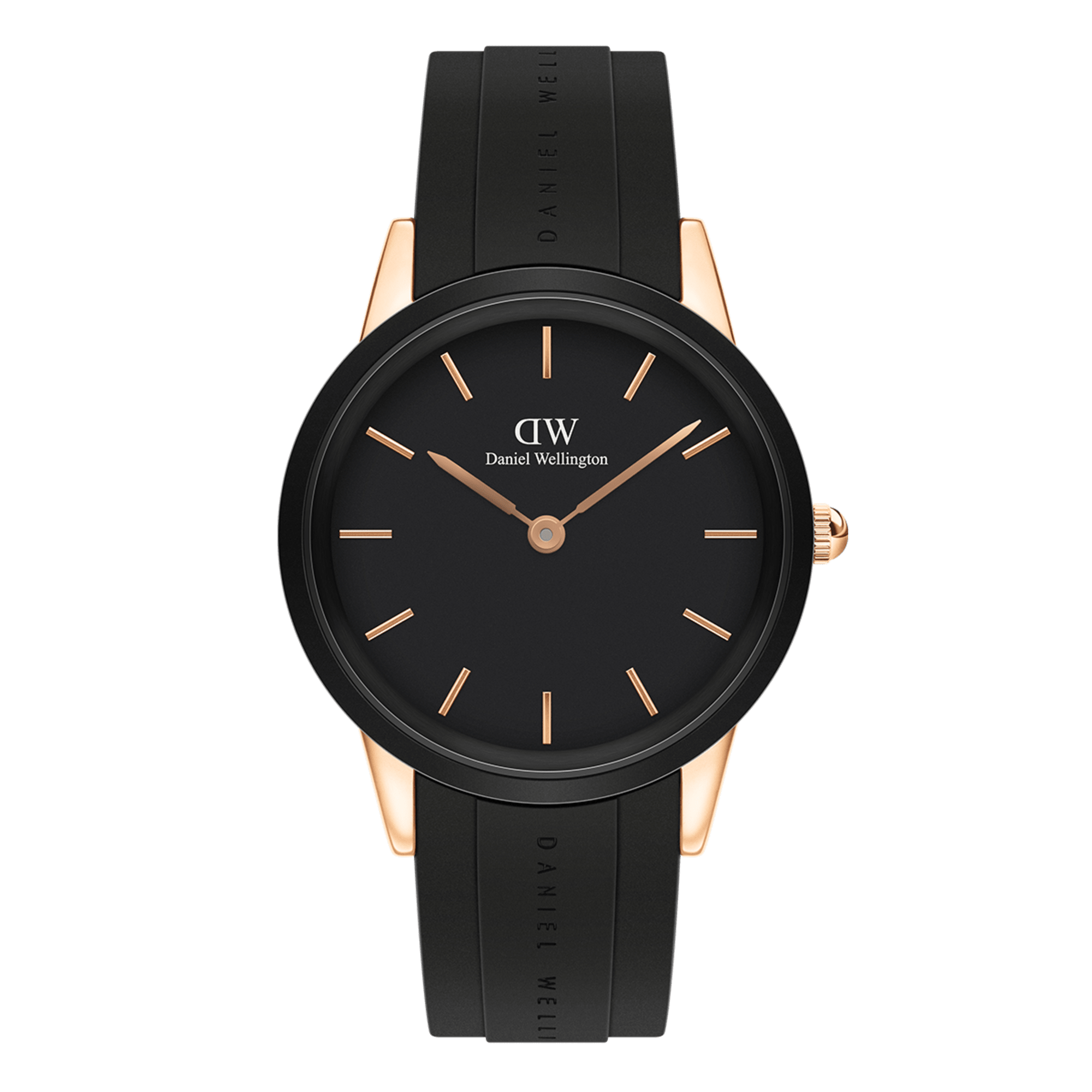Daniel Wellington Iconic Motion Black Dial Black Rubber Strap Watch For Men - DW00100425