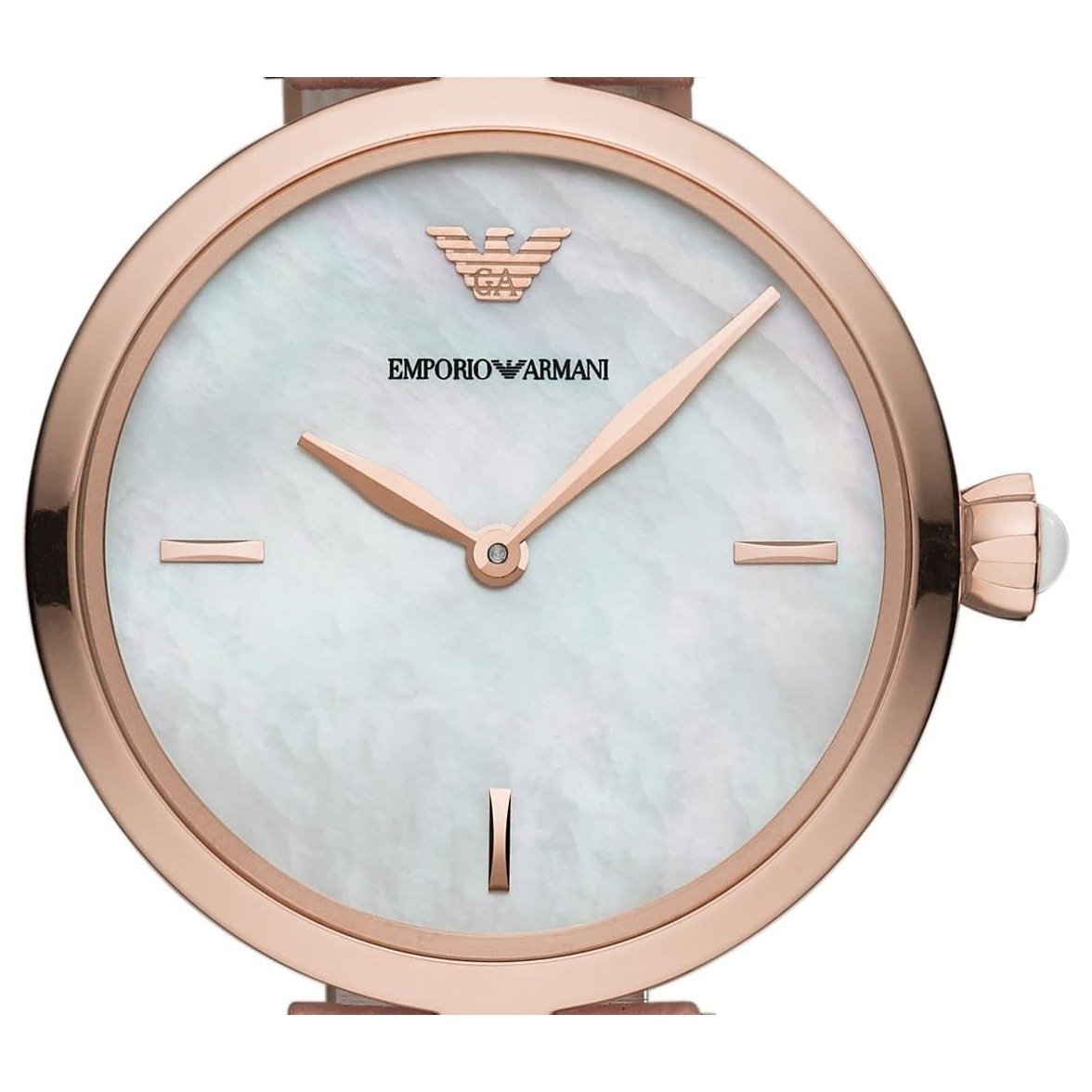 Emporio Armani Arianna Mother of Pearl Dial Pink Leather Strap Watch For Women - AR11199