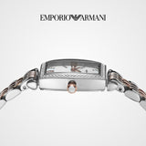 Emporio Armani Gianni T Bar White Mother Of Pearl Dial Two Tone Steel Strap Watch For Women - AR11519