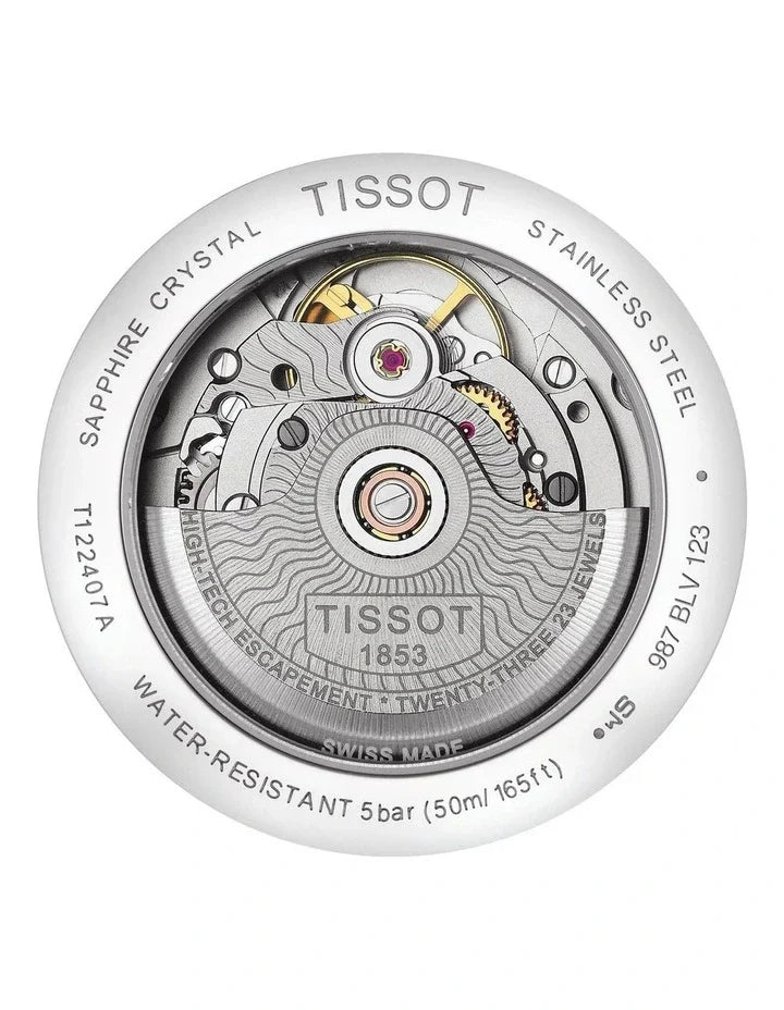 Tissot T Classic Carson Premium Powermatic 80 Black Dial Silver Steel Strap Watch For Men - T122.407.11.051.00