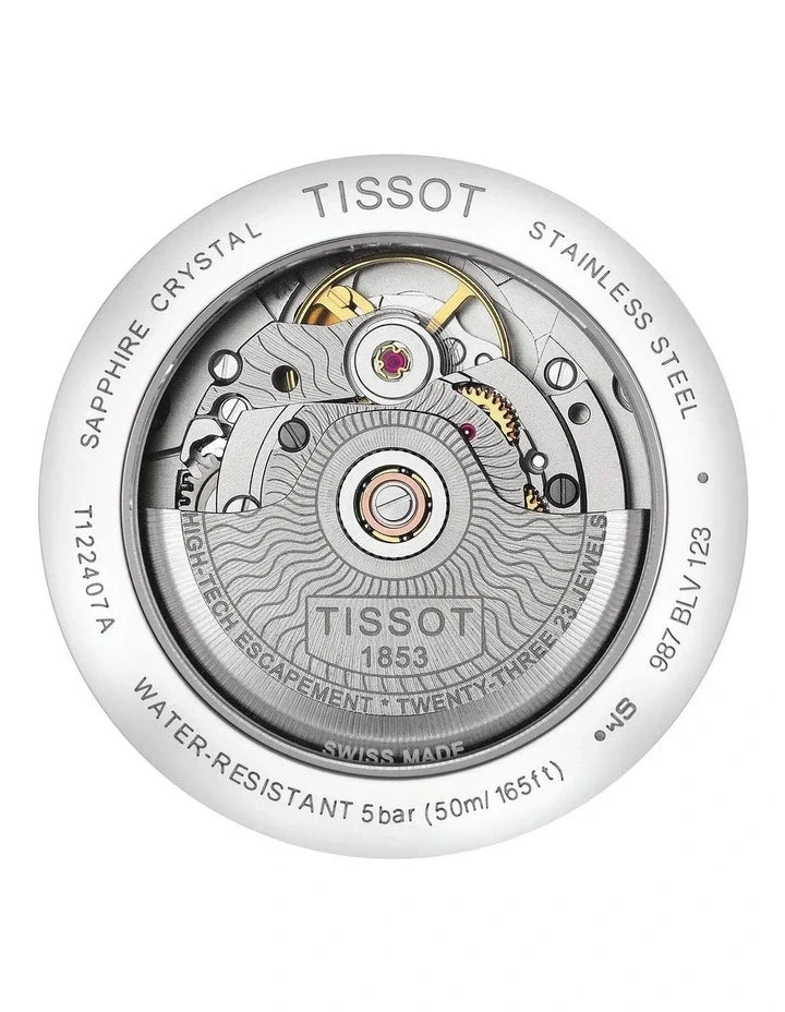 Tissot T-Classic Powermatic 80 Silver Dial Brown Leather Strap Watch For Men - T122.407.16.031.00
