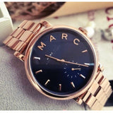 Marc Jacobs Baker Navy Blue Dial Rose Gold Steel Strap Watch for Women - MBM3332