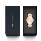 Daniel Wellington Iconic Link Pink Dial Rose Gold Steel Strap Watch For Women - DW00100333