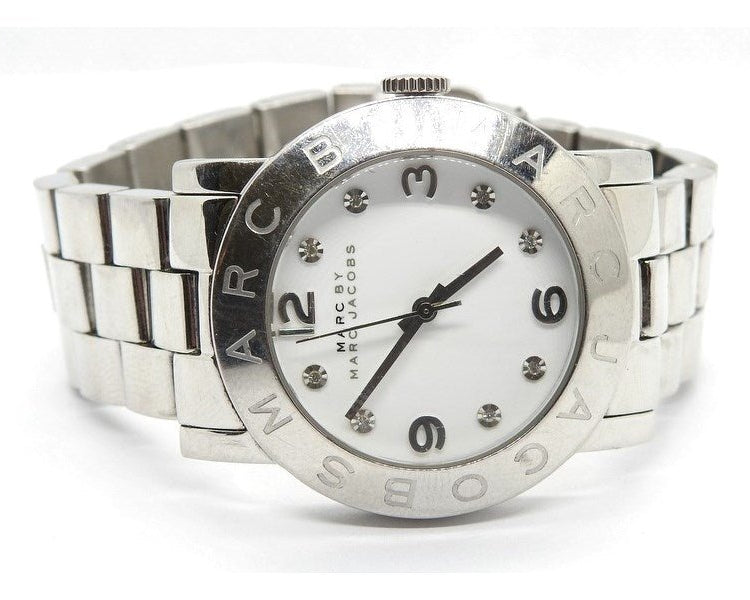 Marc Jacobs Amy White Dial Silver Steel Strap Watch for Women - MBM3054