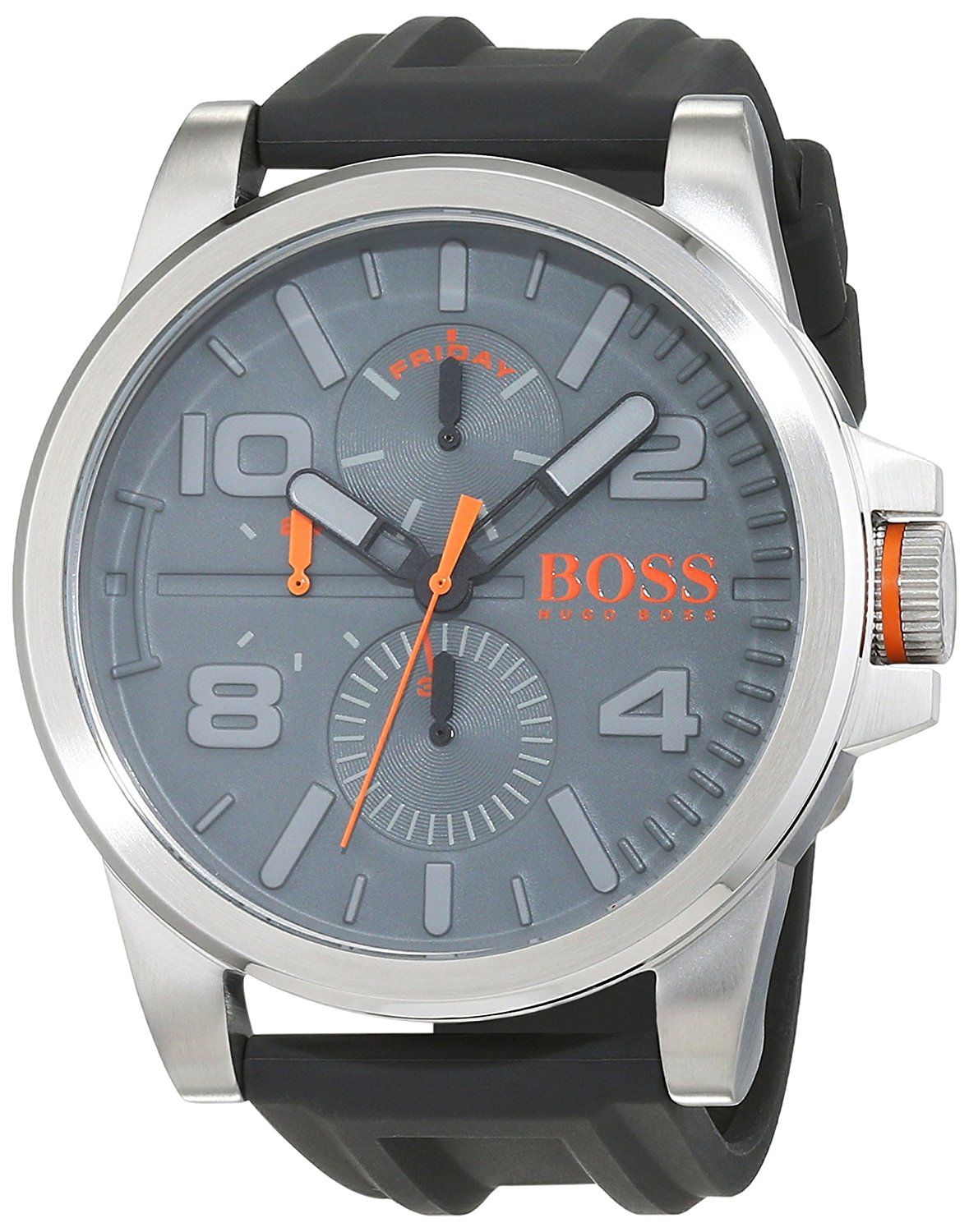 Hugo Boss Detroit Sport Quartz Black Dial Black Rubber Strap Watch for Men - 1550006