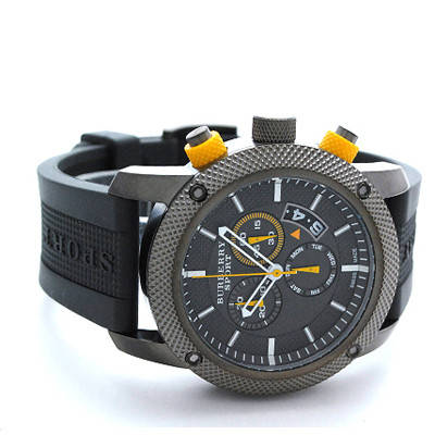 Burberry Sport Endurance Chronograph Grey Dial Grey Rubber Strap Watch for Men - BU7713