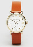 Marc Jacobs Baker White Dial Brown Leather Strap Watch for Womern - MBM1316