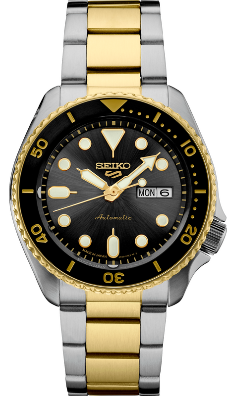 Seiko 5 Sports Automatic Special Creation Black Dial Two Tone Steel Strap Watch For Men - SRPK22