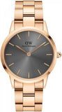 Daniel Wellington Iconic Link Grey Dial Gold Steel Strap Watch For Women - DW00100334
