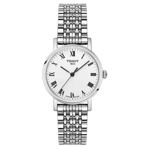 Tissot T Classic Everytime Small White Dial Silver Mesh Bracelet Watch For Women - T109.210.11.033.00