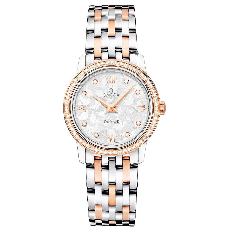 Omega De Ville Prestige Quartz Diamonds Silver Dial Two Tone Steel Strap Watch for Women - 424.25.27.60.52.001