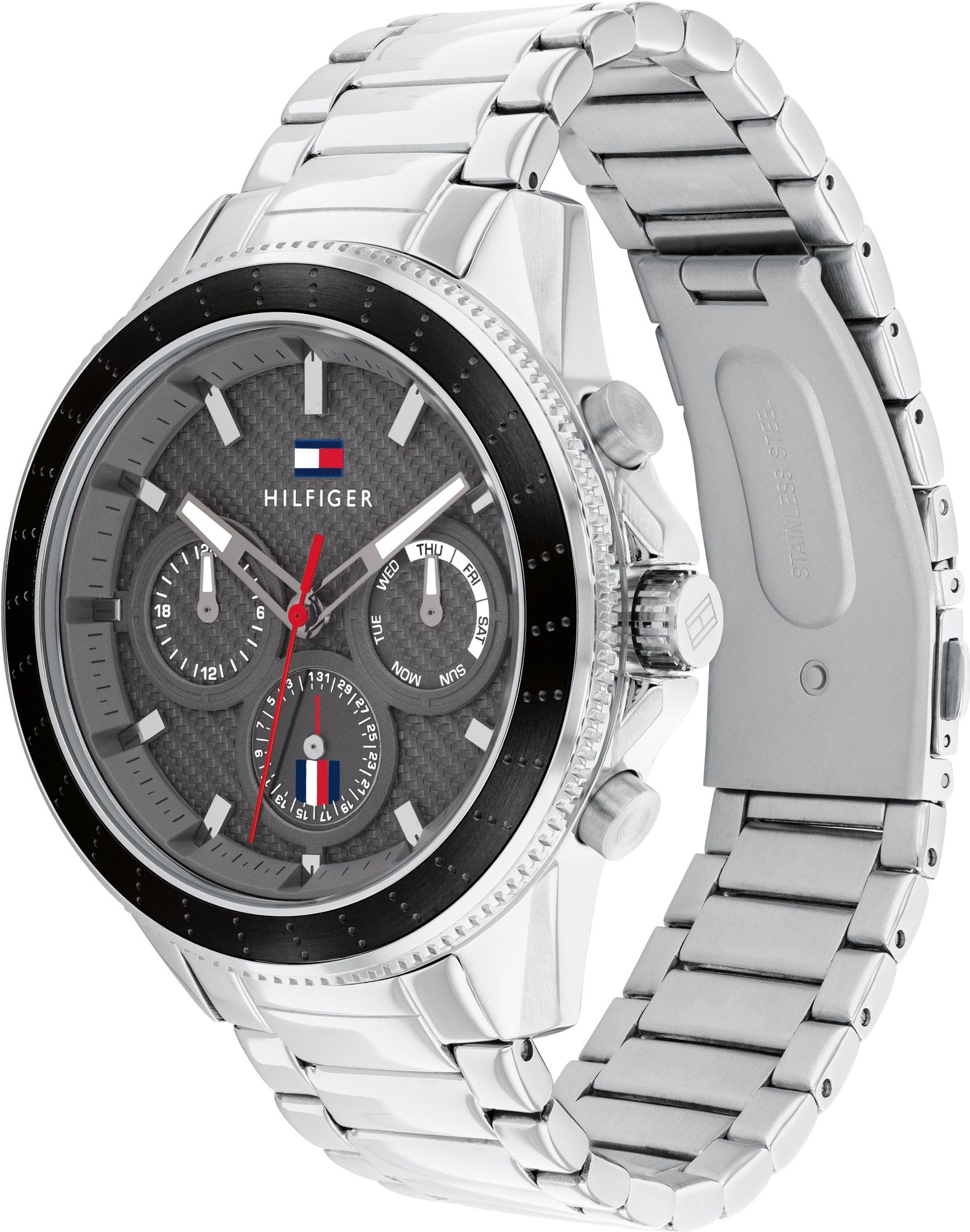 Tommy Hilfiger Aiden Chronograph Grey Dial Silver Steel Strap Watch For Men - 1791857