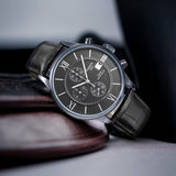 Tissot T Classic Chemin Des Tourelles Chronograph Black Dial Black Leather Strap Watch For Men - T099.427.16.058.00